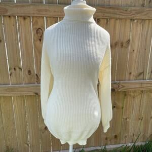 Bump Biddy maternity high turtleneck long sleeve cream knitted sweater
